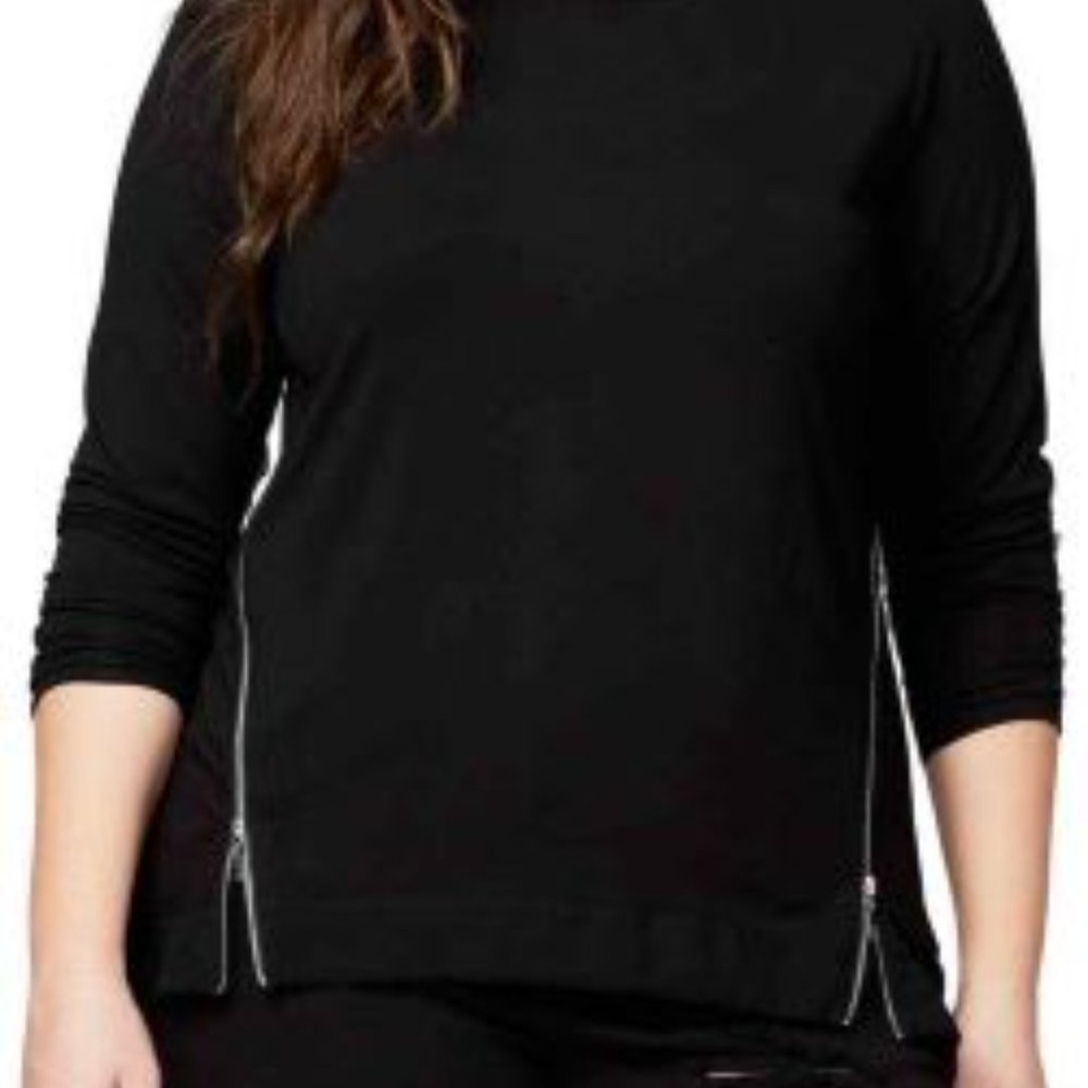 Rachel Roy Long Sleeve Black Shirt with Side Zippers - XXL